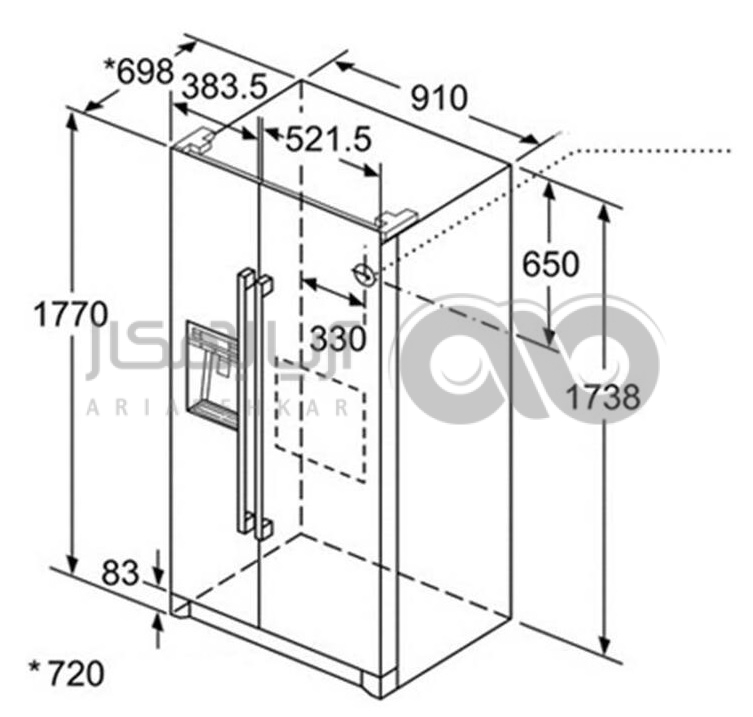 ابعاد یخچال ساید با ساید 